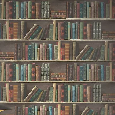 Retro Library Bookshelf Wallpaper Books Shelves Classic Realistic Bookcase • £1.89
