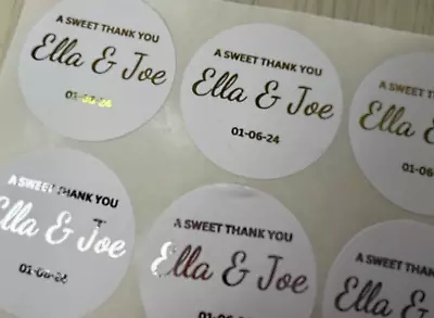 Personalised Round Wedding Favour Labels A Sweet Thank You Cake Stickers • £3