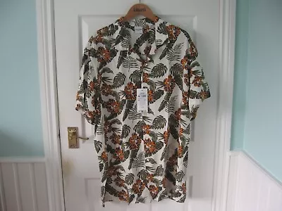 Bnwt Mens Jack & Jones Loud Hawaiian Resort Floral Shirt Xl Cloud Dancer Free • £9.99