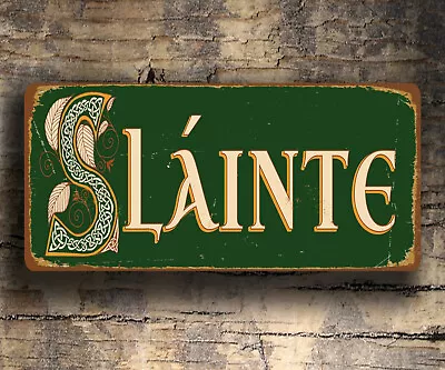 Vintage Retro Irish SLAINTE CHEERS Stout Beer Man Cave Pub Shed Metal Wall Sign • £5.99