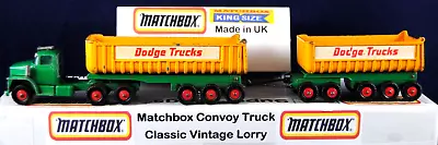 Matchbox KING SIZE K-16 DODGE ROAD-TRAIN TRUCK & 2 TIPPER Trailers W/ 26 WHEELS • $55.31