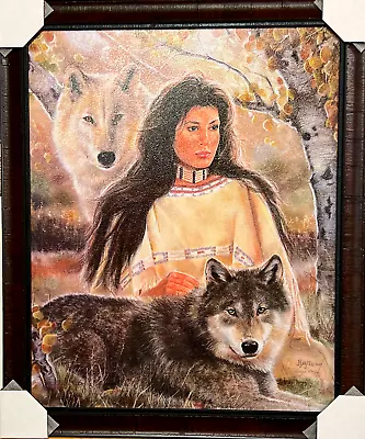 Maija Aspen Shadows Wolve Native American Maiden S/N Art Print-Framed-Cert • $179.95