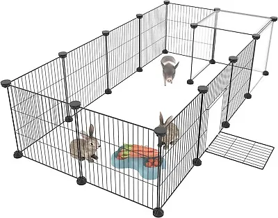 Adjustable Pet Pen Rabbit Puppy Kitten Wire Mesh Cage  Metal 14 Panels • £19.99