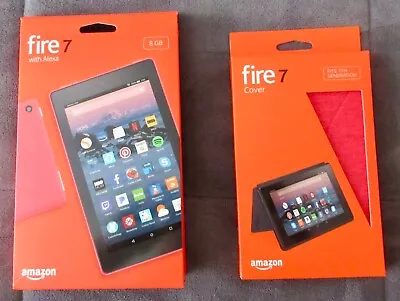 Amazon Punch Red Fire 7 Tablet (7th) Gen. Bundle - 1024x600 Quad Core & Case • $35