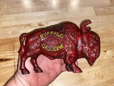 Buffalo Piggy Bank Bison Native Collector Cast Iron Patina Ranch Metal 3LB+ GIFT • $79