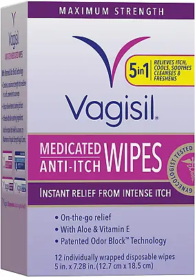 $6.26 • Buy Vagisil Anti-Itch Medicated Feminine Intimate Wipes For Women, Maximum Strength,