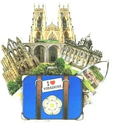 Yorkshire Fridge Magnet White Rose I Love Souvenir Flag Wood York Landmarks • £4.95