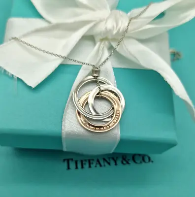 £387.99 • Buy Tiffany & Co. 1837 Rubedo Silver Interlocking 3 Circles 22  Necklace RRP £505