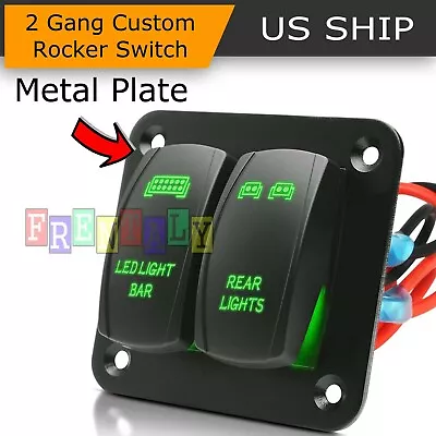 2-Gang 5Pin Car Marine Boat Waterproof Rocker Switch Panel Circuit Breaker Green • $14.95