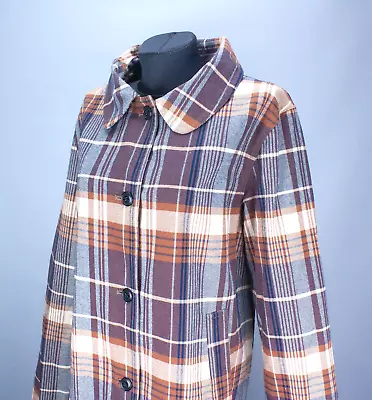 Drop Dead Womens Trench Coat Check Size 12 Jacket Multicolor 100% Cotton • $50