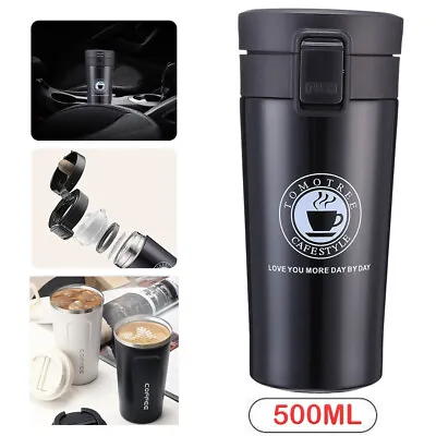 Insulated Travel Coffee Mug Cup Thermal Stainless Steel Flask Vacuum Thermos • £8.69