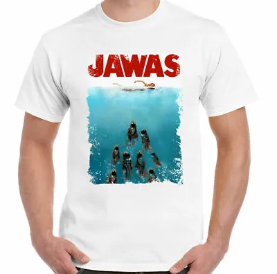 Jawas T-Shirt Mens Funny Star Wars Jaws Parody MOVIE RETRO GIFT UNISEX TOP TEE • £6.99