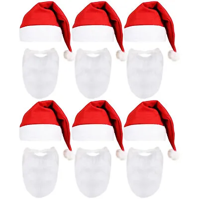 Santa Claus Hat With Beard And Moustache Christmas Xmas Fun Fancy Dress Lot • £0.99