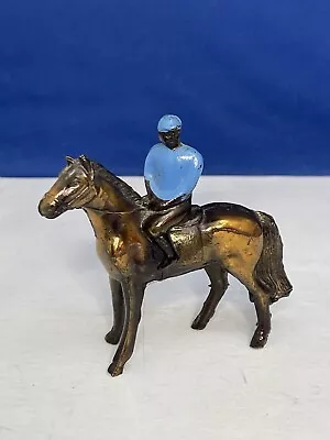 Vintage 1950’s Metal Horse And Jockey Blue Silks • $28