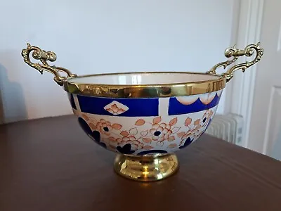 Large Imari Porcelain Salad/fruit Bowl With Twin Brass Handles.  • £20