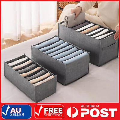 $9.99 • Buy New Wardrobe Clothes Organizer Jeans Compartment Storage Box Foldable Drawer 