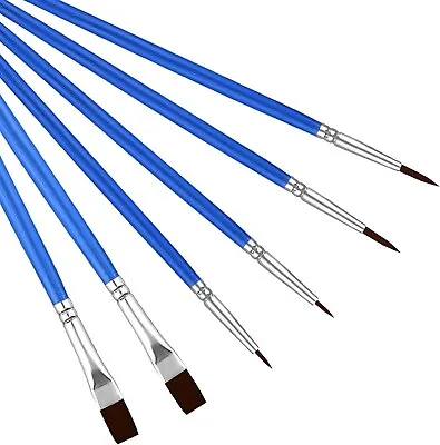 Fine Detail Paint Brush Blue 6 Pcs Fine Tip Brushes Set Handle Acrylic Oil Paint • £3.79