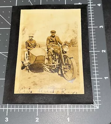 1910s Man Woman MOTORCYCLE Side Car CYCLE Antique Snapshot PHOTO • $24.95