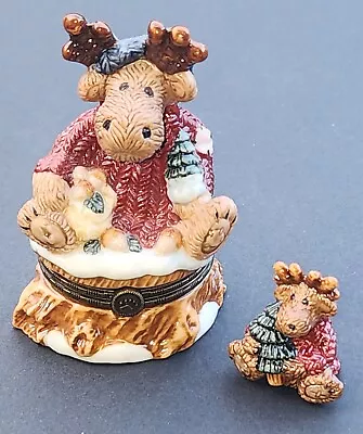 1999 Boyd’s Bears Christmas Manheim The Moose Trinket Treasure Box W/Baby • $24.99