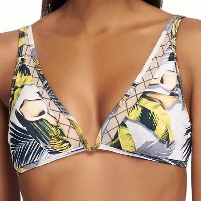 NWT Jets Swimwear Australia Vida Plunge Swim Bikini Top J40166 Forest  Size US 8 • $45.90