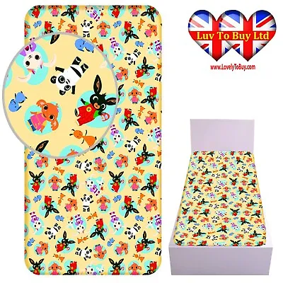 Fitted Sheet Official Bing Bunny %100 Cotton Single Bed (200x90x25cm) • £18.99