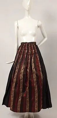 Victorian 19th C Pattern Striped Silk Bustle Skirt  • $256.97