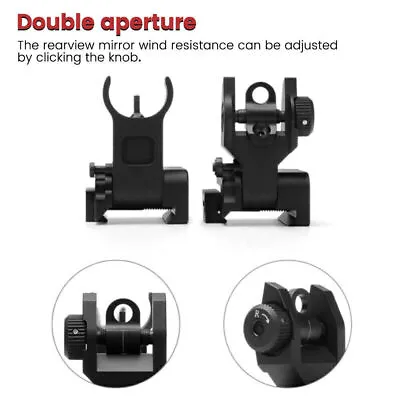 Tactical Folding Back Up Iron Sight Flip Up Sights Set Front Rear Picatinny Rail • $18.99