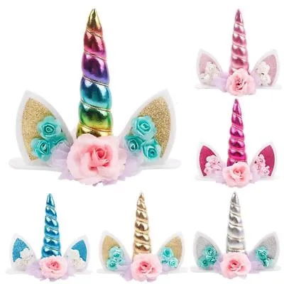 $11.95 • Buy Unicorn Horn Shape Topper Cupcake Cake Glitter Eye Lashes Party Birthday Decor