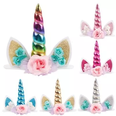 $3 • Buy Unicorn Horn Shape Topper Cupcake Cake Glitter Eye Lashes Party Birthday Decor