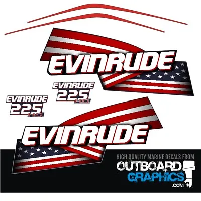 Evinrude 225hp ETEC/E-TEC HO Stars & Stripes Outboard Engine Decals/sticker Kit • $65.83