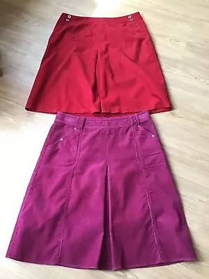 2x Laura Ashley Fine Cord Skirts Size 14 Lineddark Pink/red Pockets 100%cot • £5