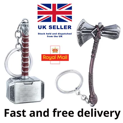 Thor Hammer Mjolnir & Stormbreaker Axe Keyring/Keychain Combo Marvel Avengers • £5.49