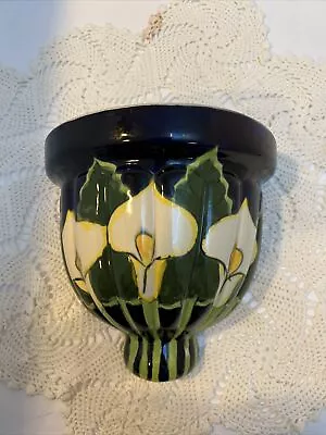 Vintage Mexican Cala Lily Pottery Wall Pocket Planter 8” X  9” • $29.99