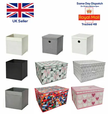 Collapsible Space Saver Folding Storage Square Cube Large Box Chest With Lid • £7.17