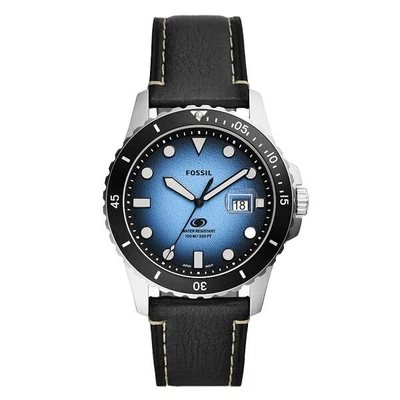 $199 • Buy Fossil Fossil Blue Three-Hand Date Black Eco Leather Men's Watch (FS5960)