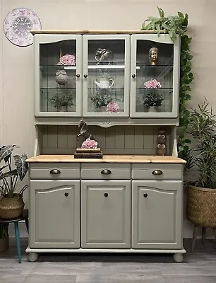 Painted Welsh Dresser Solid Pine Oak Sage Green Cream Glazed Cabinet Grey Navy • £895