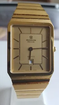 £75 • Buy Vintage Marvin  Revue  Quartz Rolled Gold Wristwatch