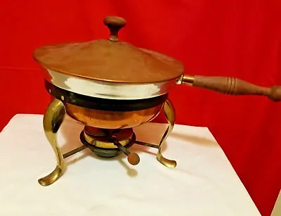 Vtg Copper/Brass Chaffing Dish Food Warmer Complete 5 Pcs Shabby Chic Deco Look • $26.03