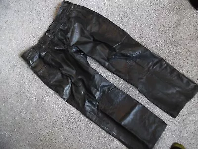 Men's Sears Vintage Leather Pants Black Fits 36  Size 38 Inseam 32 • $14