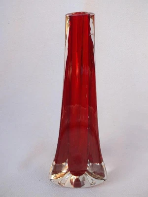 £10.99 • Buy English 1957-1965 Whitefriars Geoffrey Baxter Ruby & Clear Glass Vase .   M1975