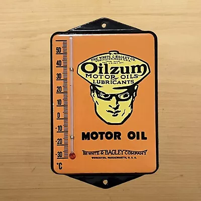 Vintage Oilzum Thermometer Porcelain Sign Motor Oils Gas Pump Service Station • $2.25
