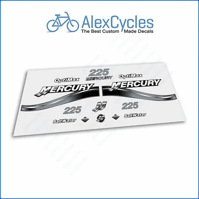 Mercury OptiMax SaltWater 225 HP StarCraft Grey Laminated Decals Sticker Kit • $33.39