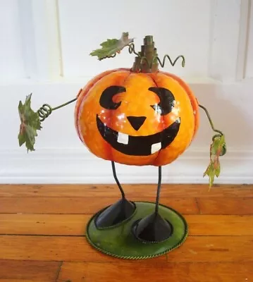 Metal Spring Bobble Wobble PUMPKIN Jack O Lantern Halloween Fall Decoration 9.5” • $15.81