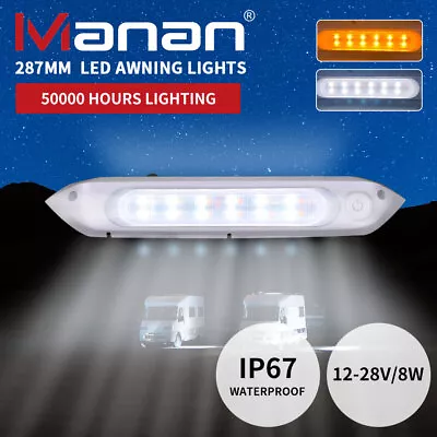 Manan Dual LED Awning Light Amber White 12V Waterproof 287mm Caravan RV Exterior • $36.99