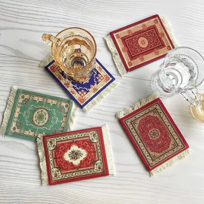 Vintage Persian Styles Mini Tassel Coaster Woven Rug Mat Photography Props Decor • $13.34