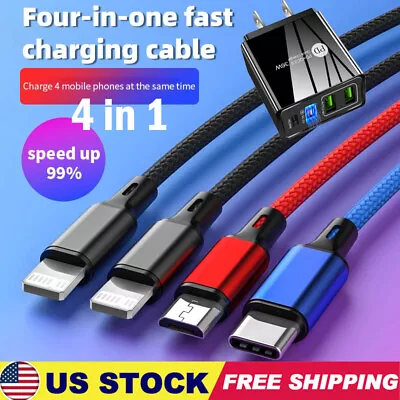 4 In 1 Fast USB Charging Cable Universal Multi Function Cell Phone Charger Cord • $8.99