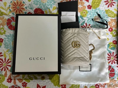 $999 • Buy Gucci Leather Gg Marmont Bucket Bag - White - Rrp $1,720