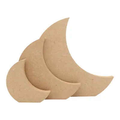 Freestanding MDF Crescent Moon 18mm Thick Wooden Shape Craft 10cm - 20cm • £7.98