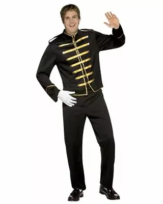 80's Pop King Costume 4Pc Men's Blk/Gd Top Pants Sash 1 Glove  MD • $39.98