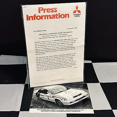 Mitsubishi Galant Vr-4 1989 Manx Rally British Open Press Release With Photo • £25